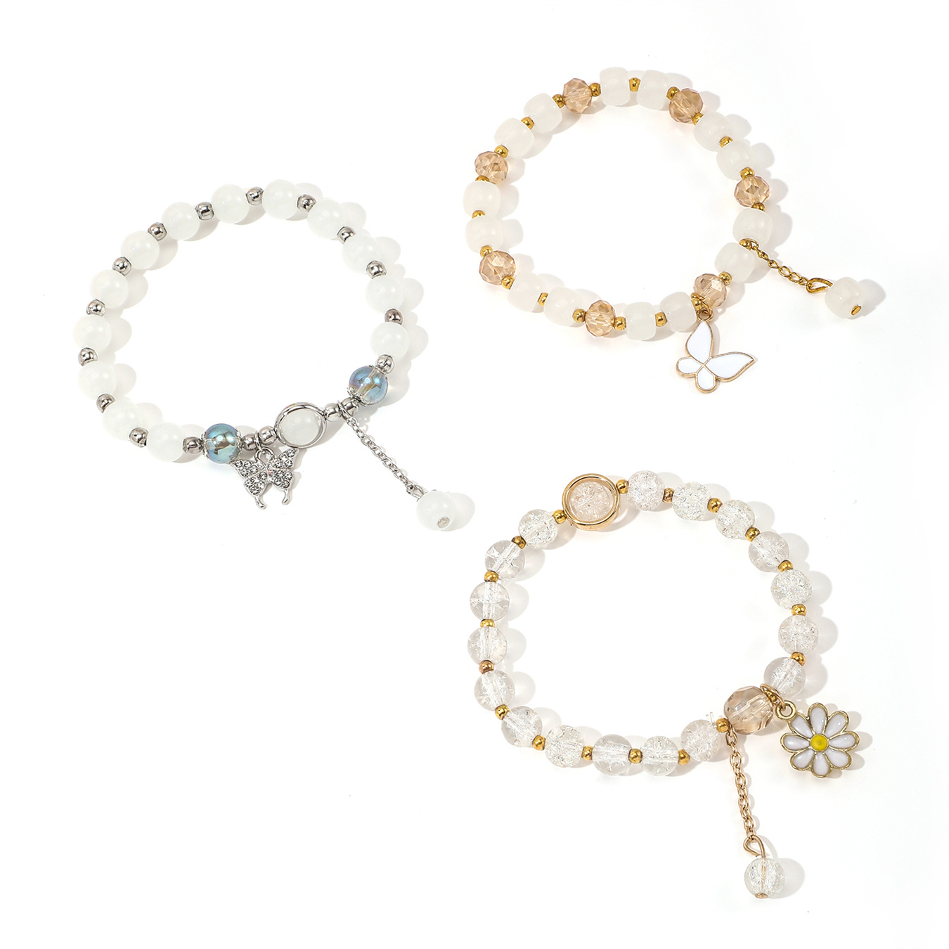 New Simple Beads Crystal Bracelet For Women Girls Korean ins Flower Fox Feather Tassel Bracelets Best Friend Jewelry Gifts 2025