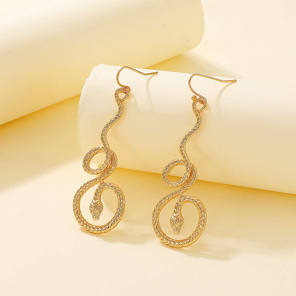 Jewelry New Personality Exaggerated Coldness Zodiac Snake Serpentine Tassel Fashion Style Large Earrings