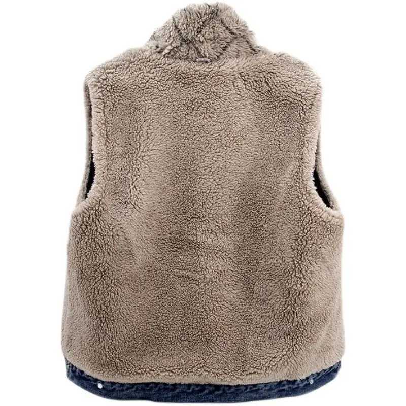 Women Vest Coat Lamb Wool Coats Turn Down Collar Jackets Sleeveless Y2k Streetwear Thick Elegant Short Jacket Autumn WinterT251128