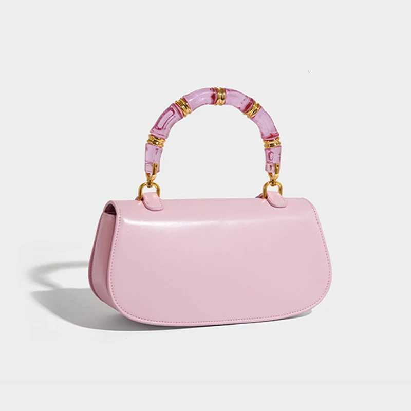 Designer 2025 New Wens Bamboo Handle Saddle Bag Luxury Crystal Accent Crossbody Purse Chic Leather Cluh for Wen Y251127