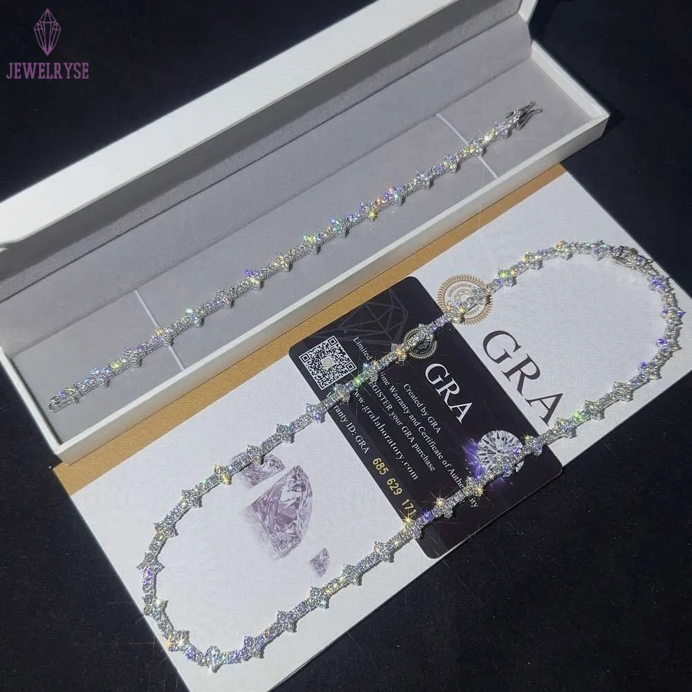 Designer 3mm New Style Hip Hop Moissanite Tennis Chain Bracelet Pass Dia Tester GRA Sier vvs tennis moissanite chain women mens fashion cuban k neckla