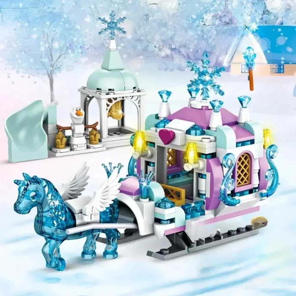 350pcs Ice Queen Castle Building Blocks Set Princess Elsa Frozen Castle Toy for Kids - Snowflake Design Creative Play Y251128