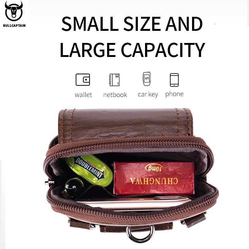 BULLCAPTAIN Genuine Leather Vintage Waist Packs Men Travel Fanny Pack Belt Bum shoulder Bag Waist Bag Mobile Phone PouchT251128