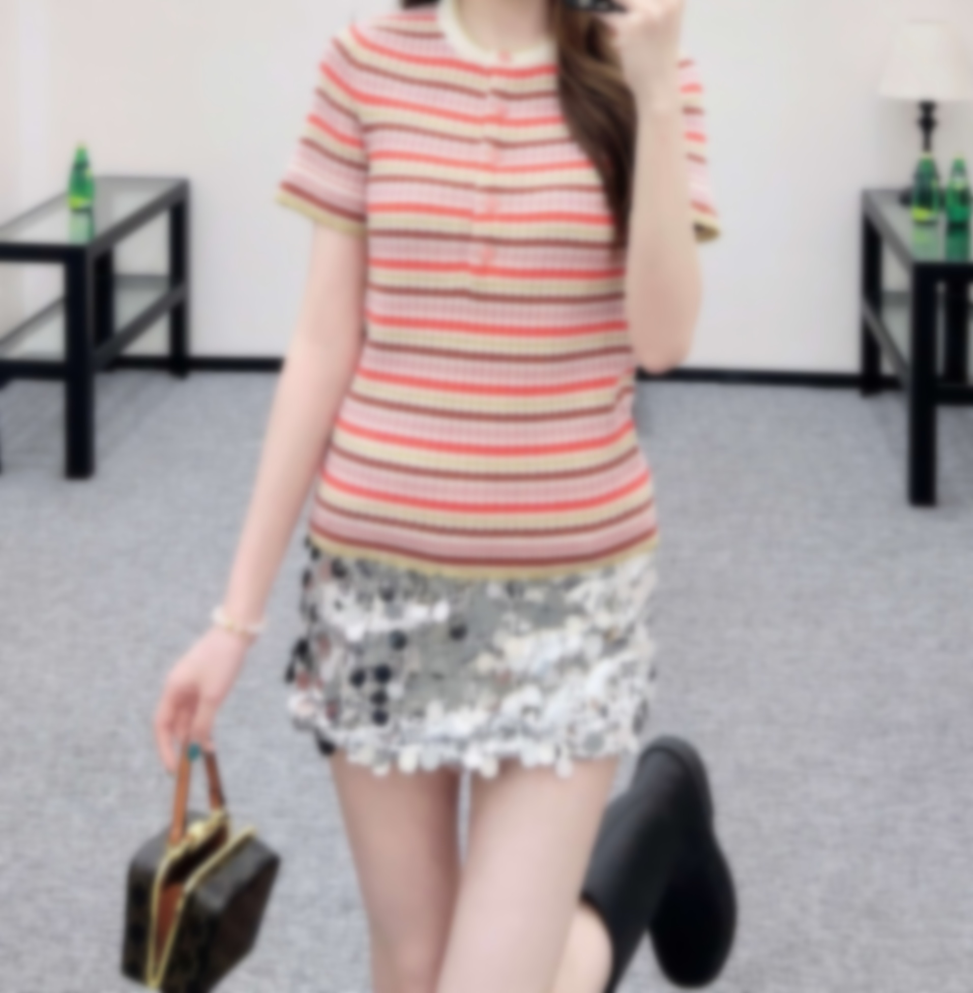 Chan 2026 new knitted top womens sweater pullover sweater designer clothes women designer sweater women high quality short sleeve sweater striped sweater top women