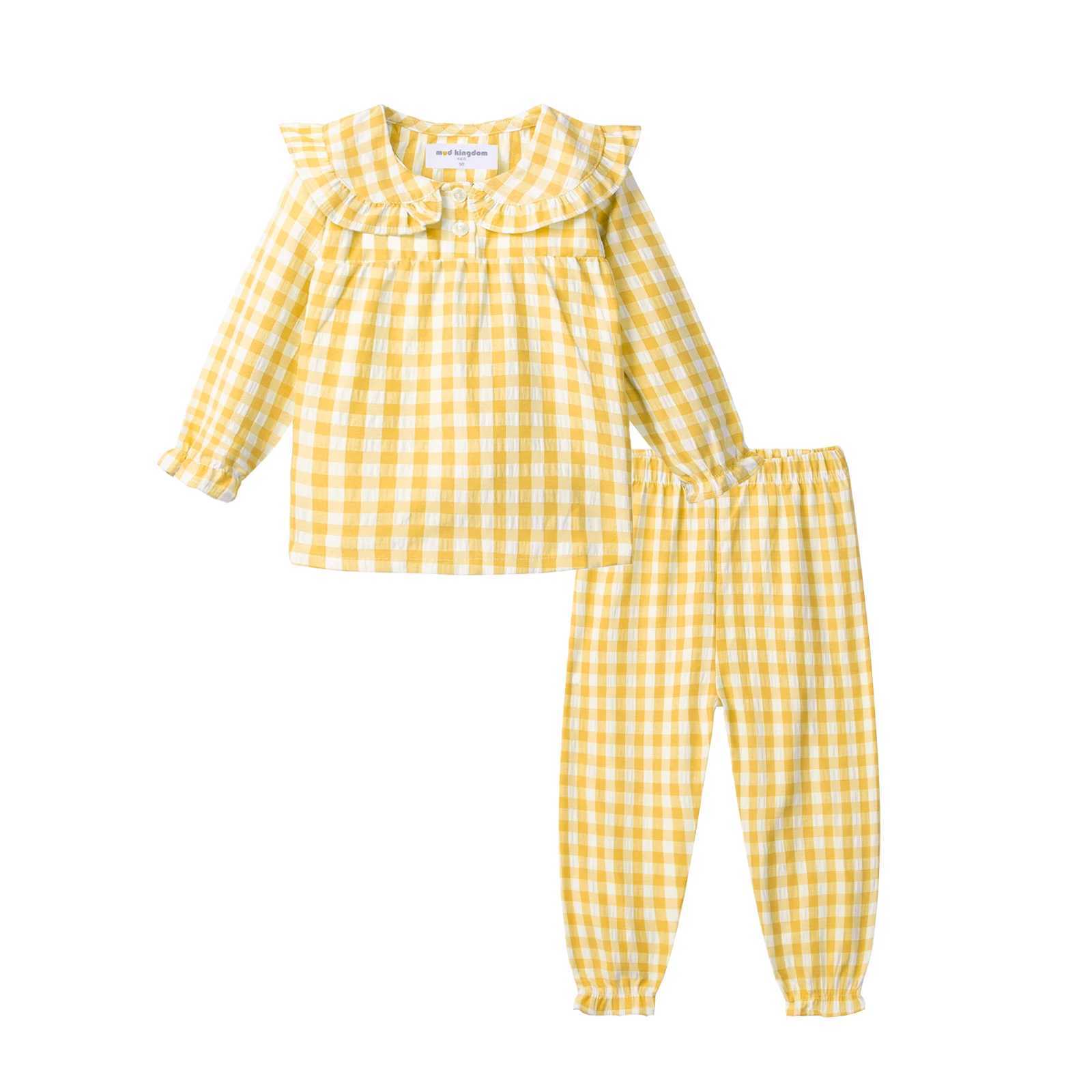 Mudkingdom Girls Pajama Set Peter Pan Collar Cute Plaid Girl Pajamas Suit Homewear Toddler Pajamas Girls Jammies Sleepwear L251128
