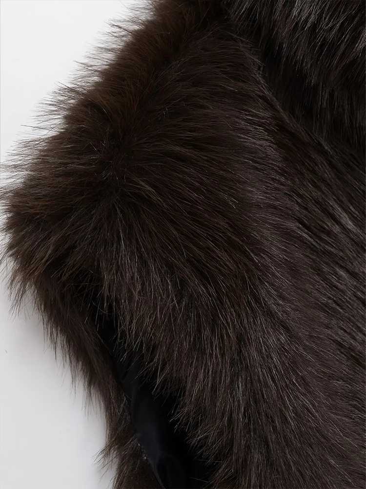 HH 2025 Elegant Women Sleeveless Faux Fur Effect Warm Waistcoat High Collar Zipper Vest Autumn Winter Office Lady OuterwearT251128