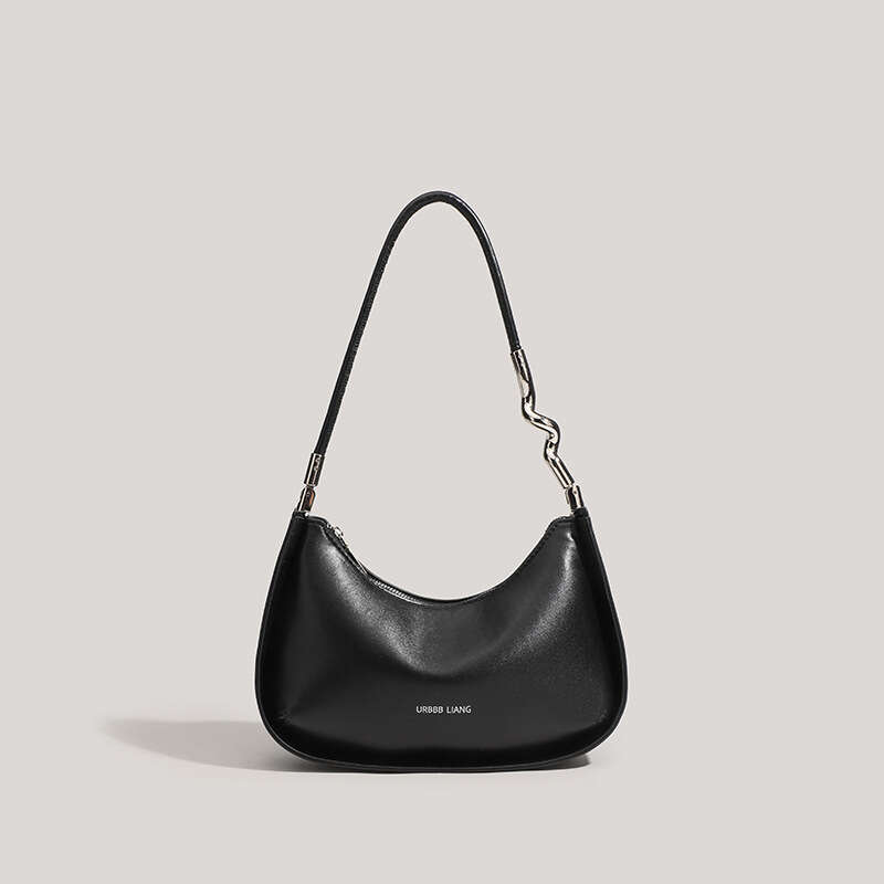 2025 New Simple Black Underarm French Style High-End Niche Versatile Shoulder Baguette Bag Fashion Handbag