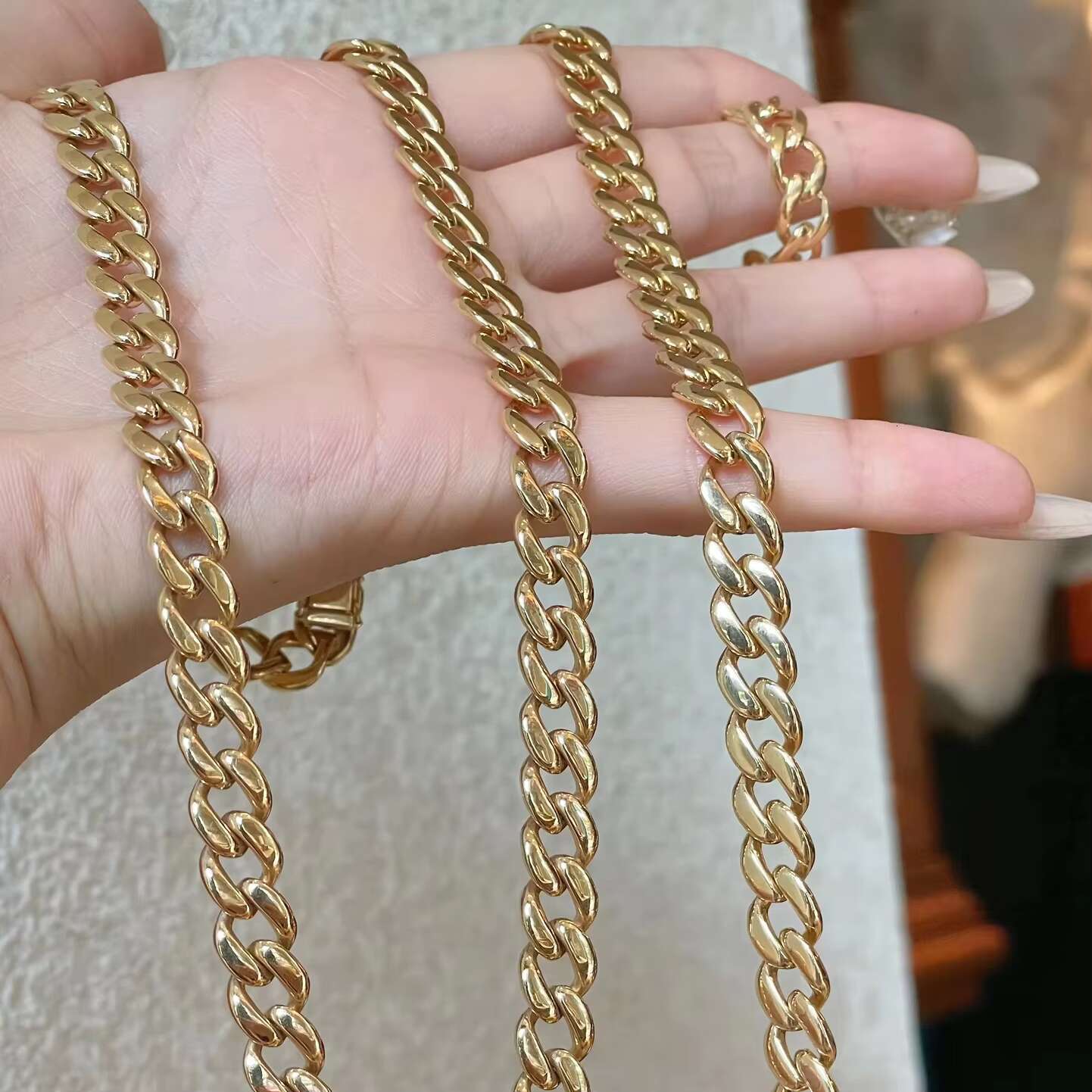 Wholesale 10K 14K 18K Solid Real Gold Cuban Link Chain Bracelet Iced Out Hip Hop Moissanite Necklace Fine Jewelry Men Women