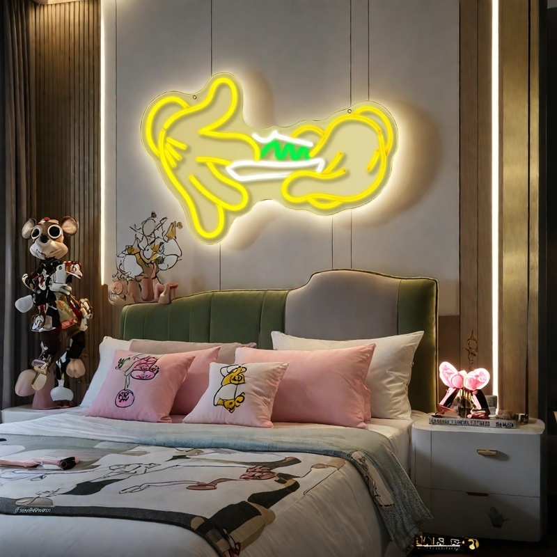 Holding Neon Sign for Wall Decor Glove Neon Light Green Leaf LED for Bedroom Living Room Shop Mall Supermarket Bar Man Cave Decoration