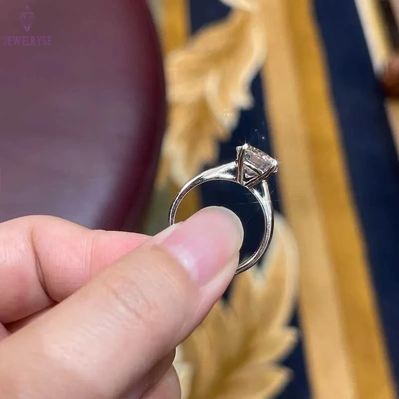 ANZIW 2 Carat All Moissanite Ring Bridal Sets Silver 925 Solitaire Engagement Wedding Rings Stackable Eternity Bands for Women