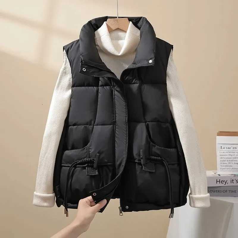 New Vest Jacket Female 2025 Autumn Winter Korean Warm Cotton Padded Sleeveless Coat Women Parkas Thicken Short Waistcoat OutcoatT251128