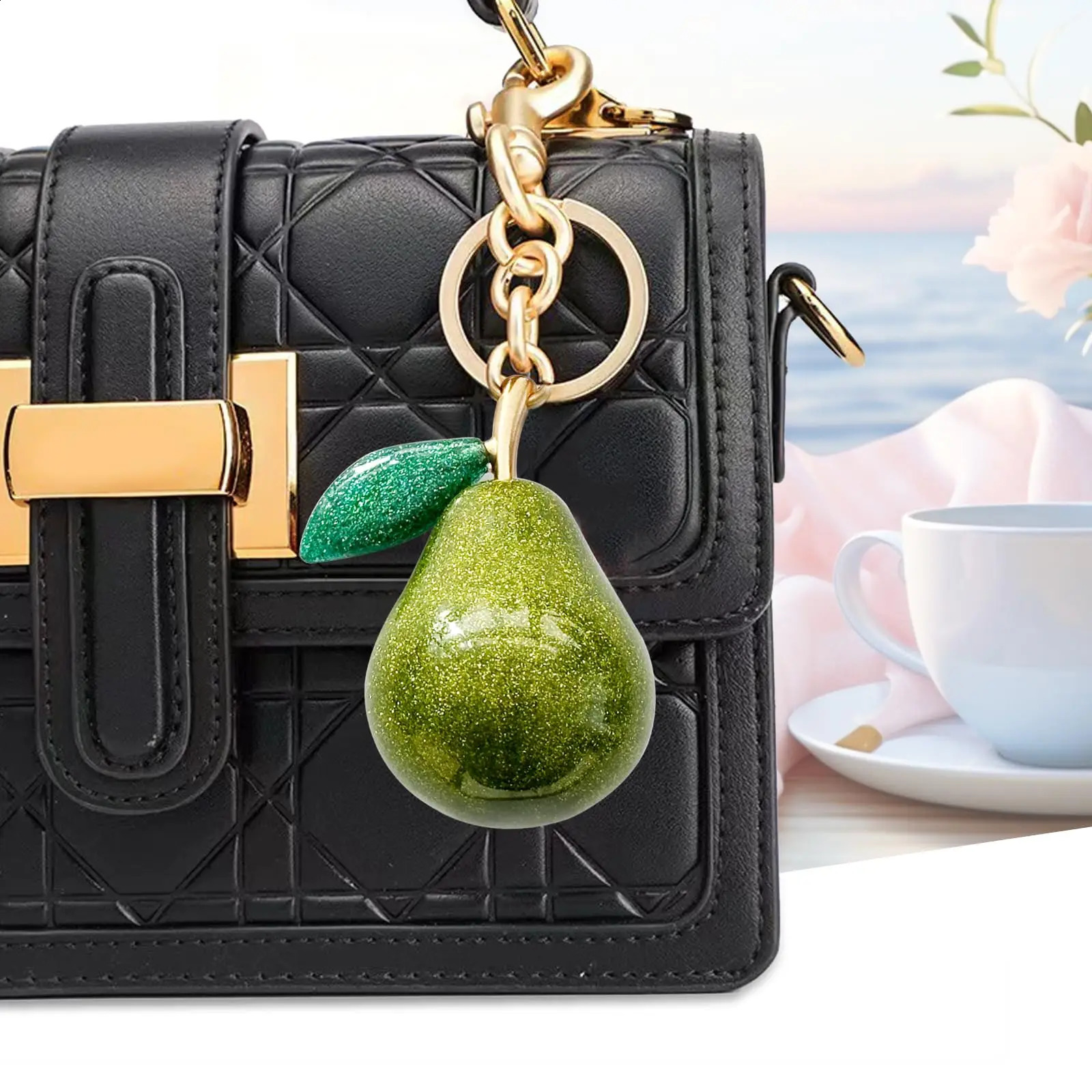 Cute Pear Bread KeychainBag CharmsHandbag Charms for PursesKey Chains Accessories Decor for Women Christmas Birthday Valentin 250428
