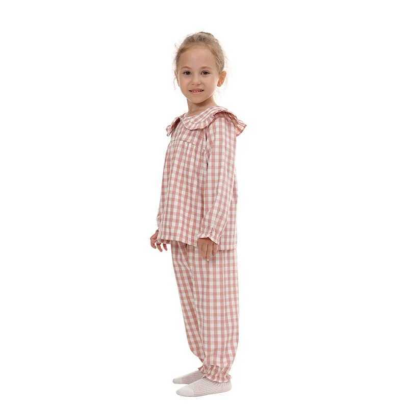 Mudkingdom Girls Pajama Set Peter Pan Collar Cute Plaid Girl Pajamas Suit Homewear Toddler Pajamas Girls Jammies Sleepwear L251128