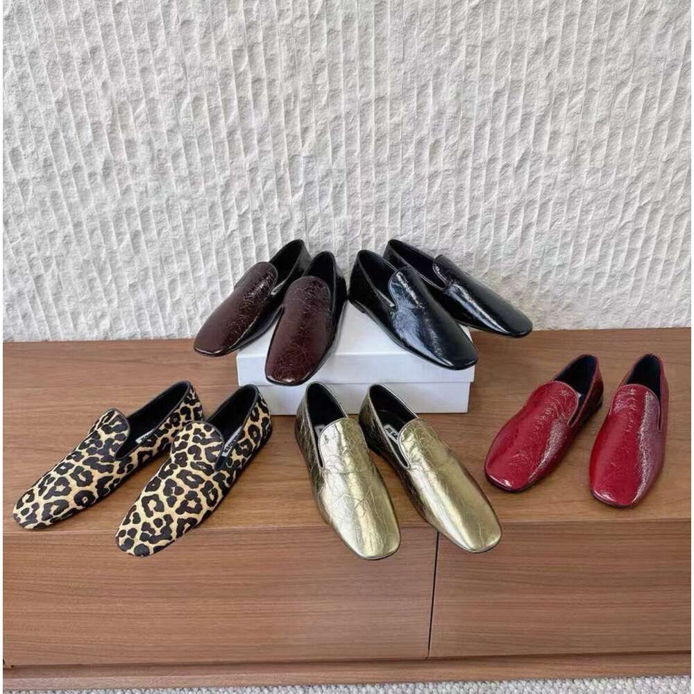 Top quality Fashion Simple Minimalism womens leather Casual Square-toe slip on Flat comfortable dress Luxury jil designer Loafers Leisure Driving Office shoes