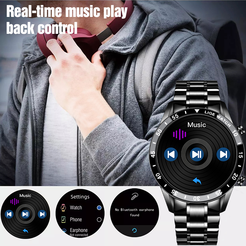 LIGE's new multifunctional smartwatch with Bluetooth calling, step counting, blood pressure, heart rate detection, waterproof watch