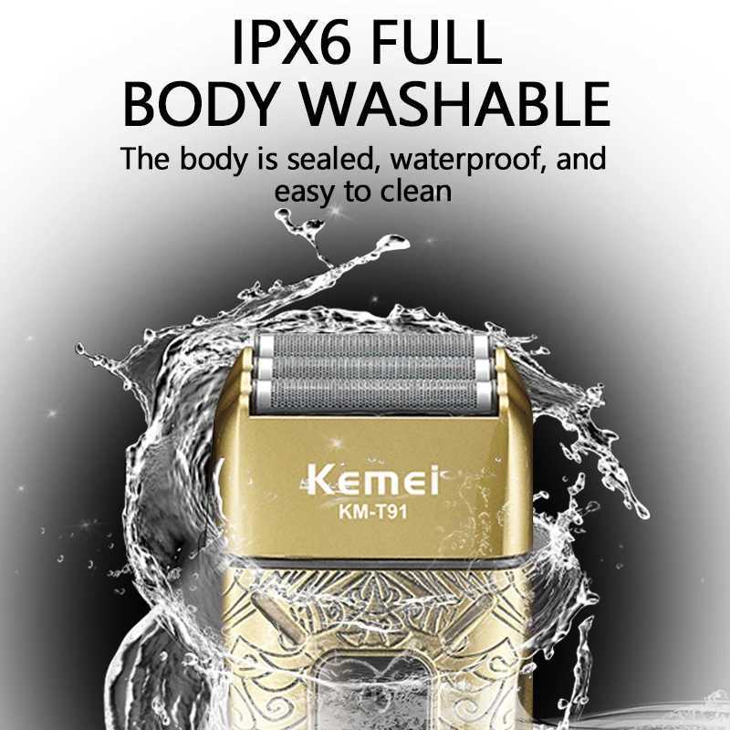 Kemei Electric Triple Blades Razor Rechargeable Barber Foil Shavers Professional Cordless Bald Head Shaving Machine Men KM-T91 C251128