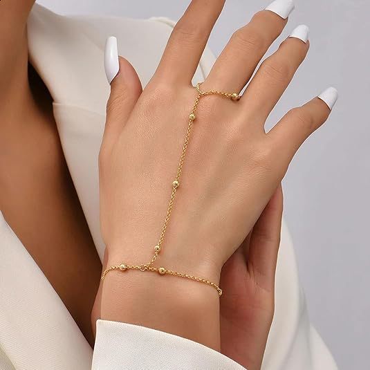 New fashion niche style womens golden finger chain