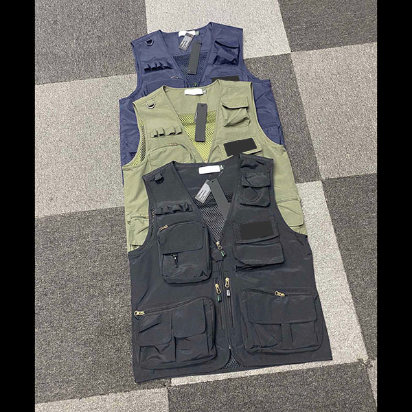 Designer Vests 92053 Summer Outdoor Work Men Multi-Pocket Thin Fishing Photography Mens Vest Coa badge outdoors increase 7XL Free shi