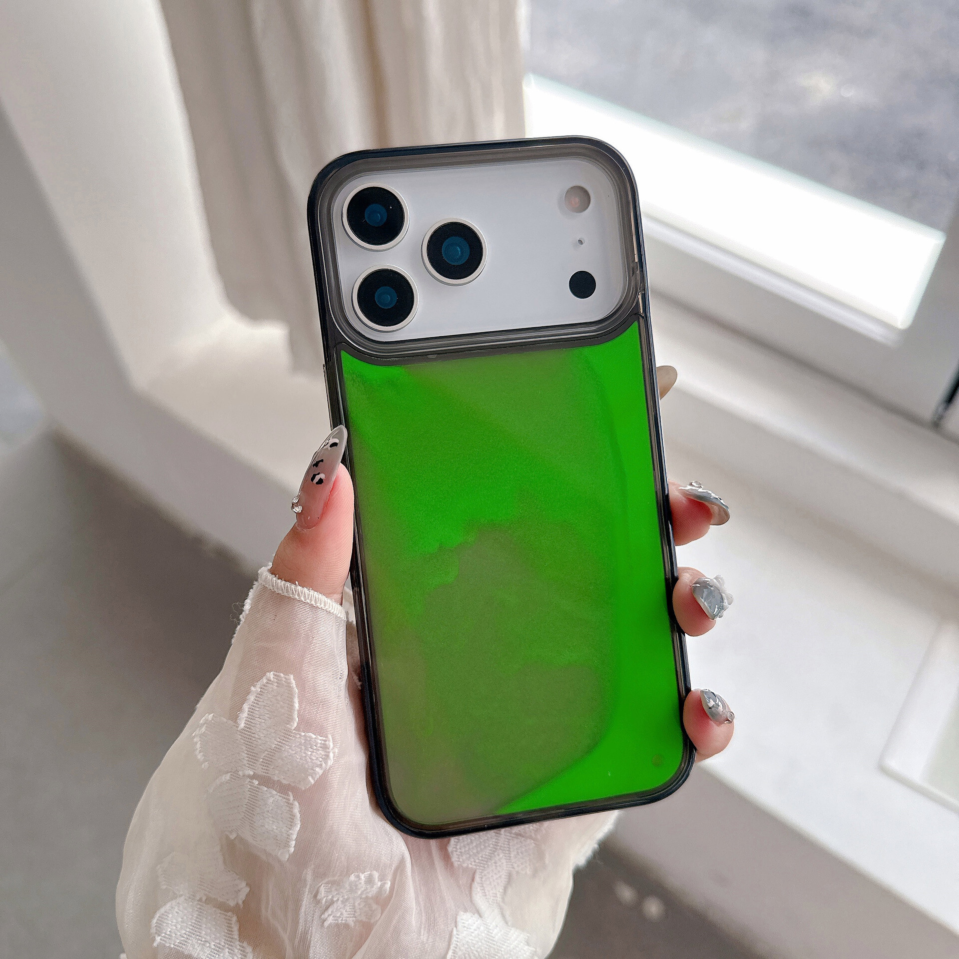 Transparent Luminous Liquid Sand Phone Case iPhone 17 Pro Max Compatible with Apple 16/15/14 Pro Soft Edge Hard