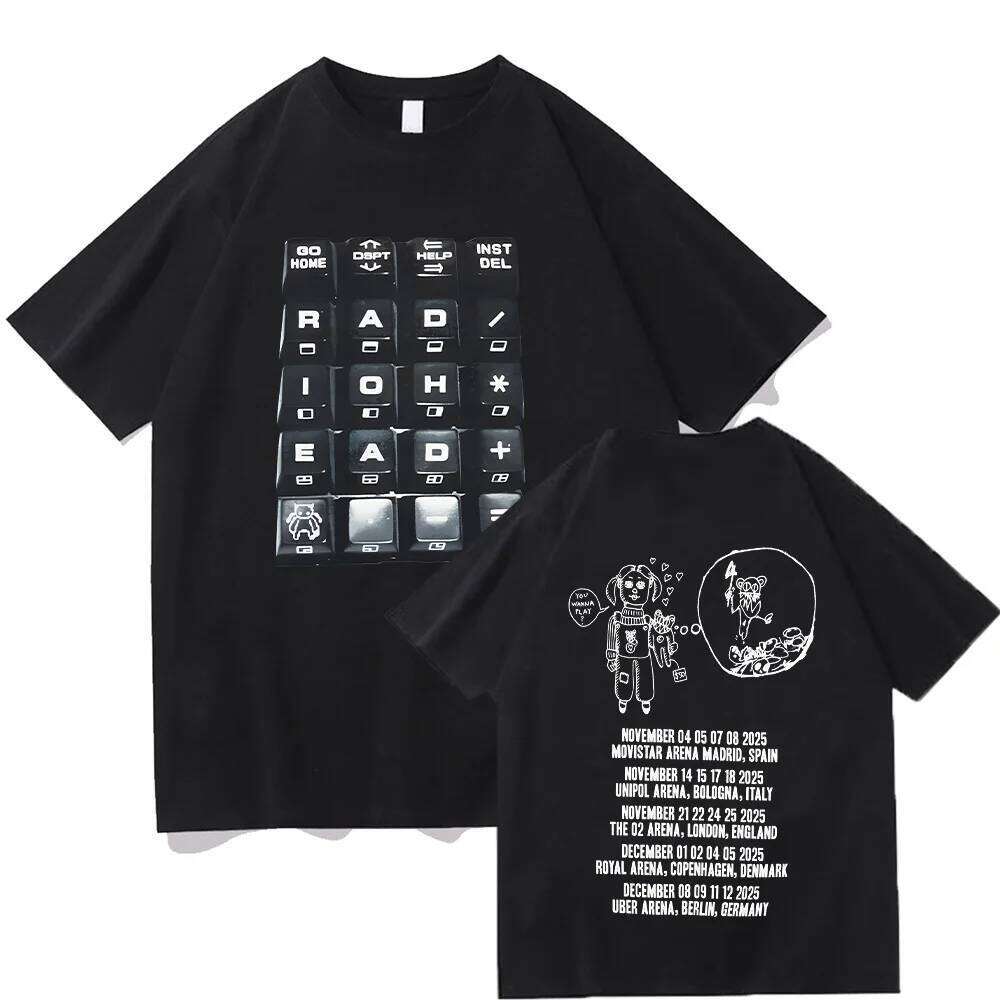 Radiohead 2025 Black Tour T-shirt Fashion Rock Band T Shirts Men Women Cotton Loose Tops Streetwear Summer Short Sleeve Clothes C251128