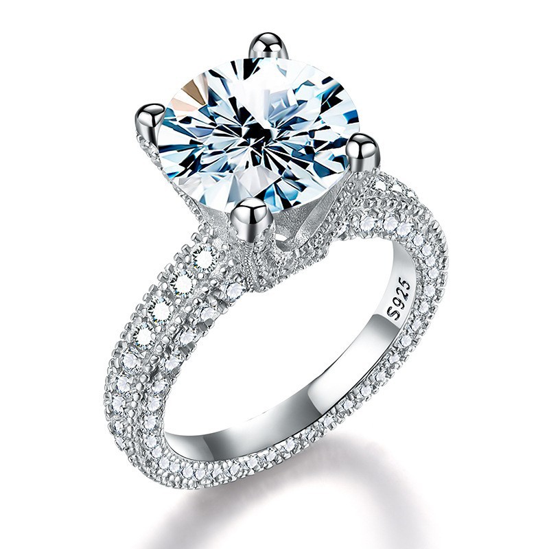 5CT D Color VVS1 Moissanite 925 Sterling Silver Engagement Wedding Ring,Luxury handmade personalized full circle little simulation diamond ring