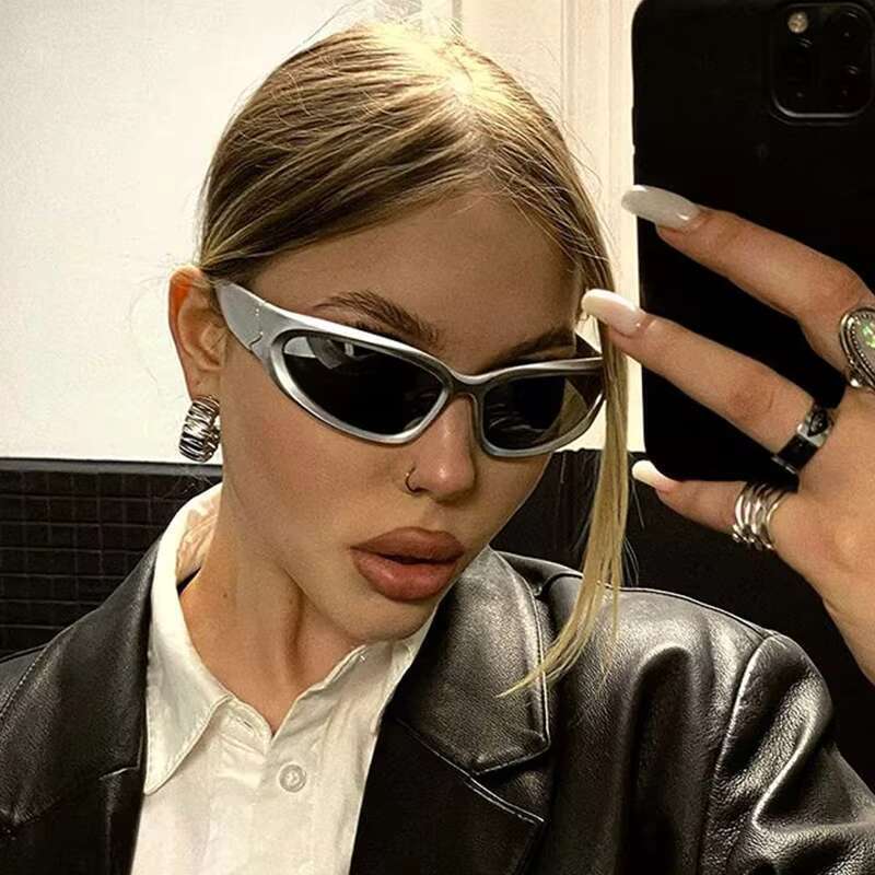 surrounding fashion 2024 oval dark y2k mens and womens outdoor sports sunglasses gafas de sol