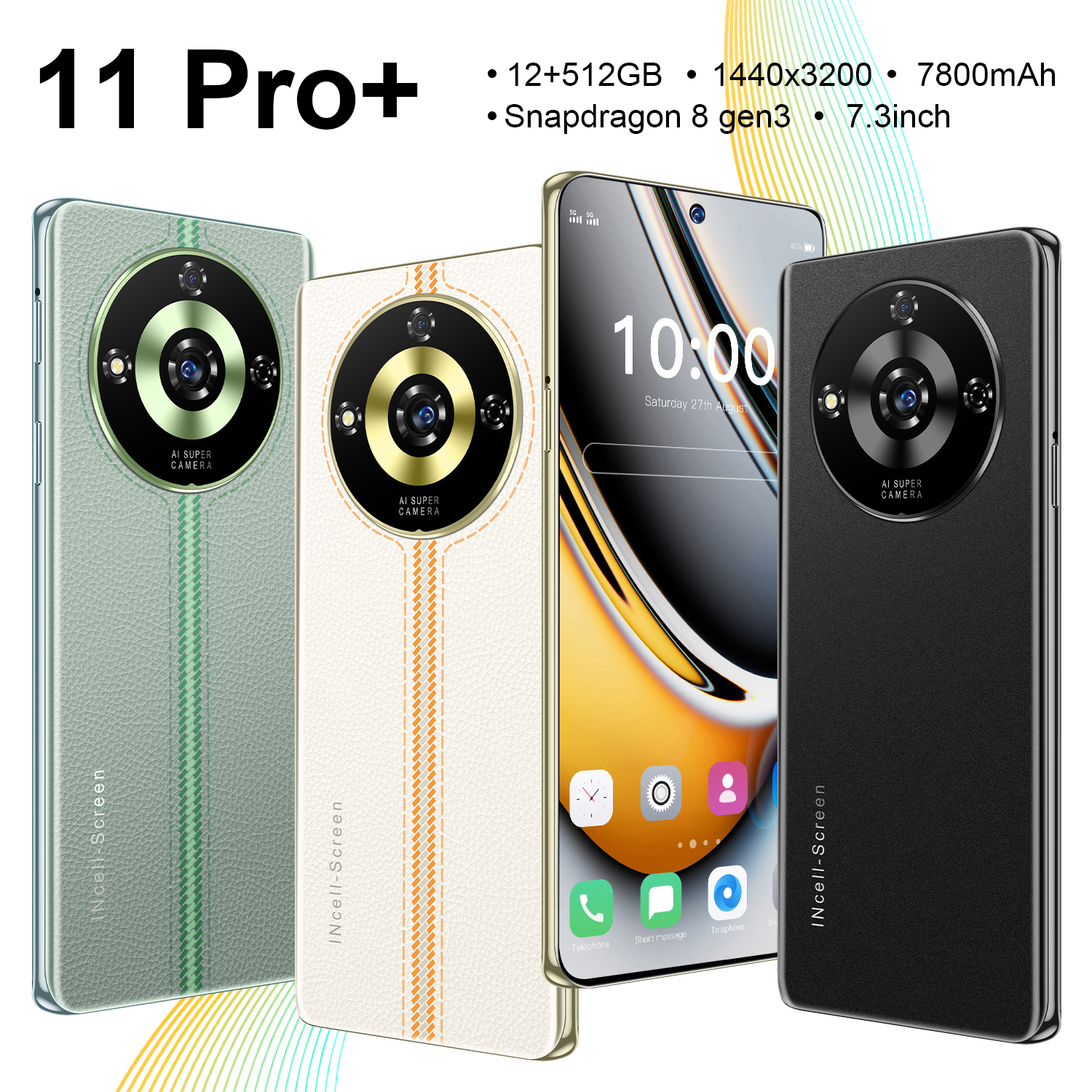 11 Pro+ Smart phone 7.3 inch Full Screen 4G/5G Cell Phone 12GB+512GB 7800mAh Mobile Phones Global Version Celulares Android 14.0