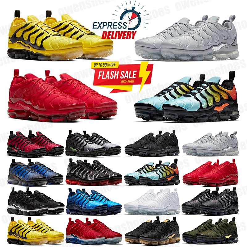 2026 Designer plus TNs Rainbow Mens Women Running Shoes Be True Grape Triple Designer Sherbet Team Red Chaussures Black White Sneakers 40-47