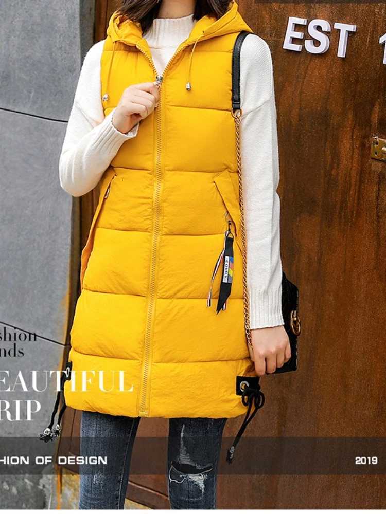 Fashionable Cotton Vest for Women Medium-Length Hooded Slimming Style Autumn Winter New Arrival Korean Version Quality CottonT251128