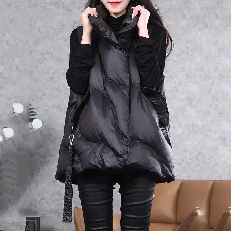 New Winter Down Cotton Vest Women Loose Solid Sleeveless Jacket Coat Female Warm Vests Autumn Lightweight Waistcoat Brown BlackT251128