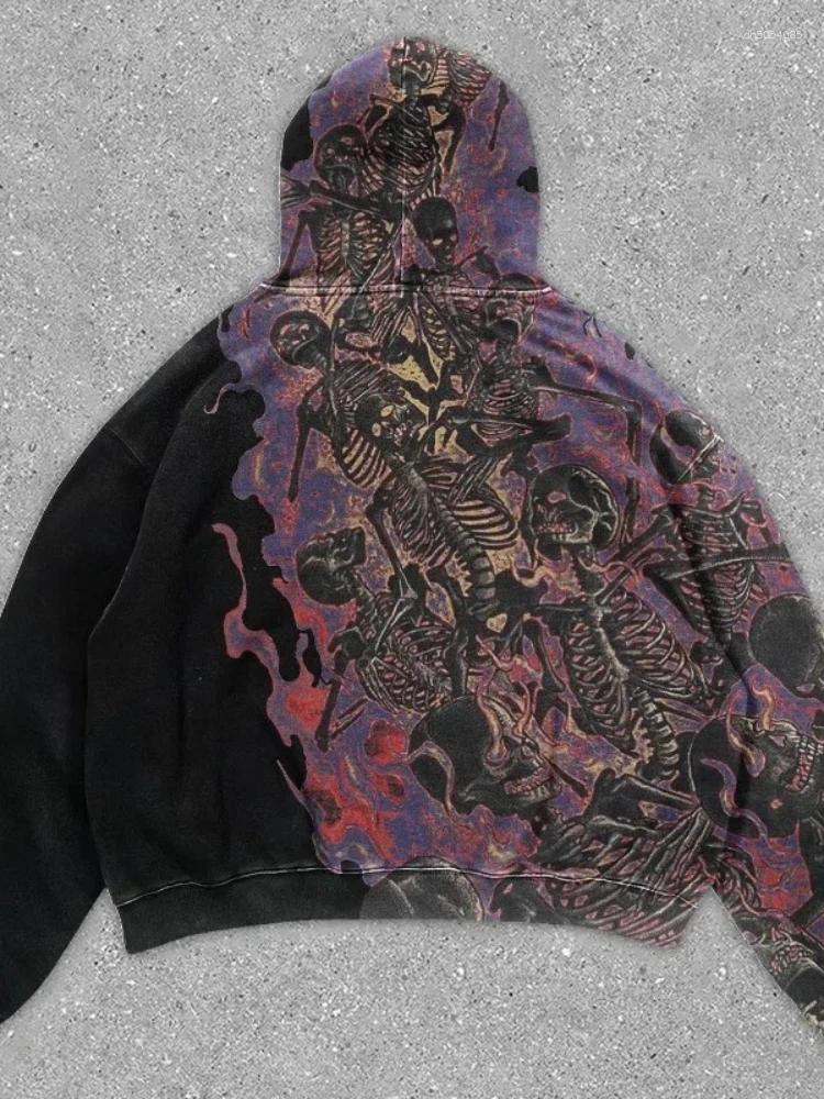 Men's Hoodies Skull Loose Man American Style Punk High Quality Clothes In Funny Korean Sweatshirts For Men