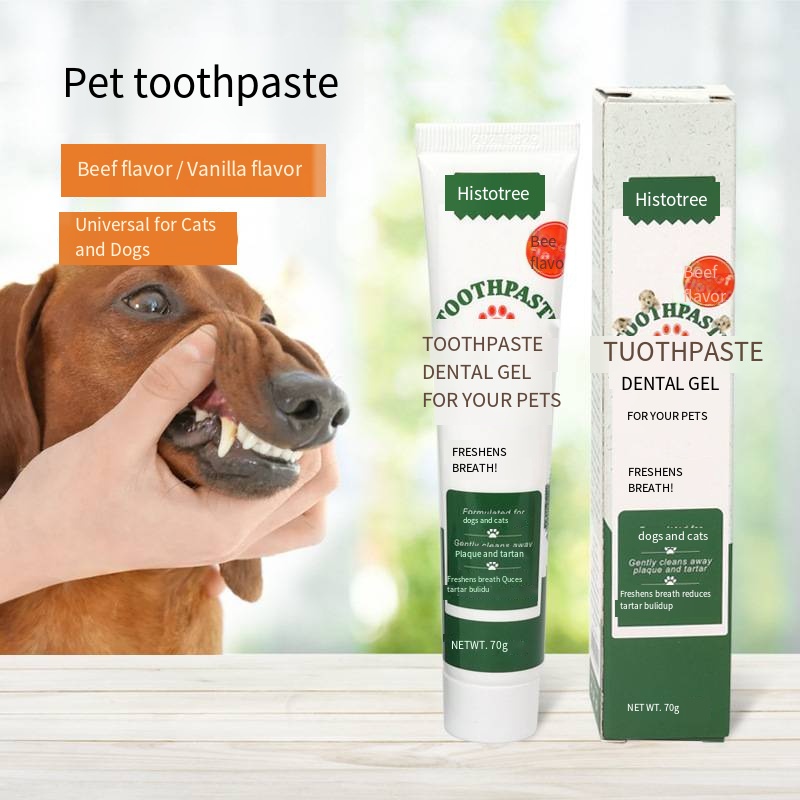 Pet toothpaste, dog and cat oral cleaning products, beef flavored and vanilla flavored - view 3