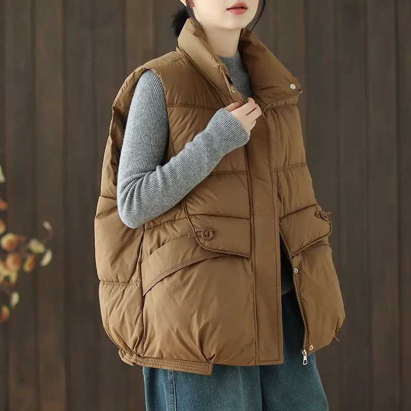 Duck Down Vest for Women Harajuku Loose Jacket Casual Outerwear Short Waistcoat Windproof Vest Warm Coats Female OutwearT251128