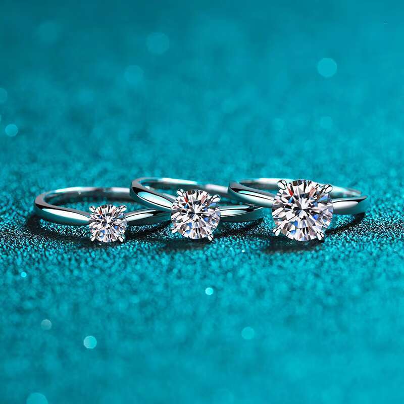 DHCollections 925 Sterling Silver Moissanite Ring Adjustable Open Design Engagement Wedding Jewelry 50pt 1ct 2ct