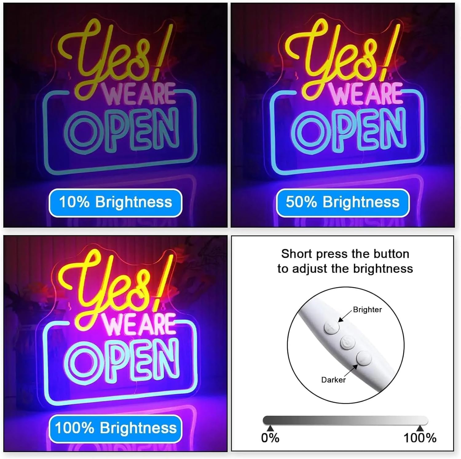 Yes We are Open Neon Signs Dimmable Led Bar Neon Sign for Business Hanging Open Signs Shop Restaurant Wall Decor Neon