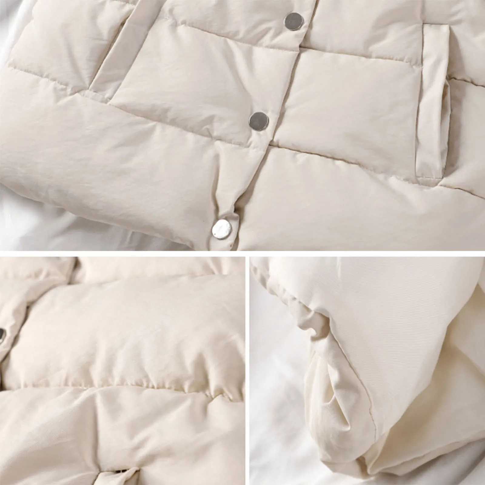 Comfy Simple Solid Color Stand Collar Winter Cotton Puffer Vest Versatile Padded Puffer Drawstring Hem Female ClothingT251128