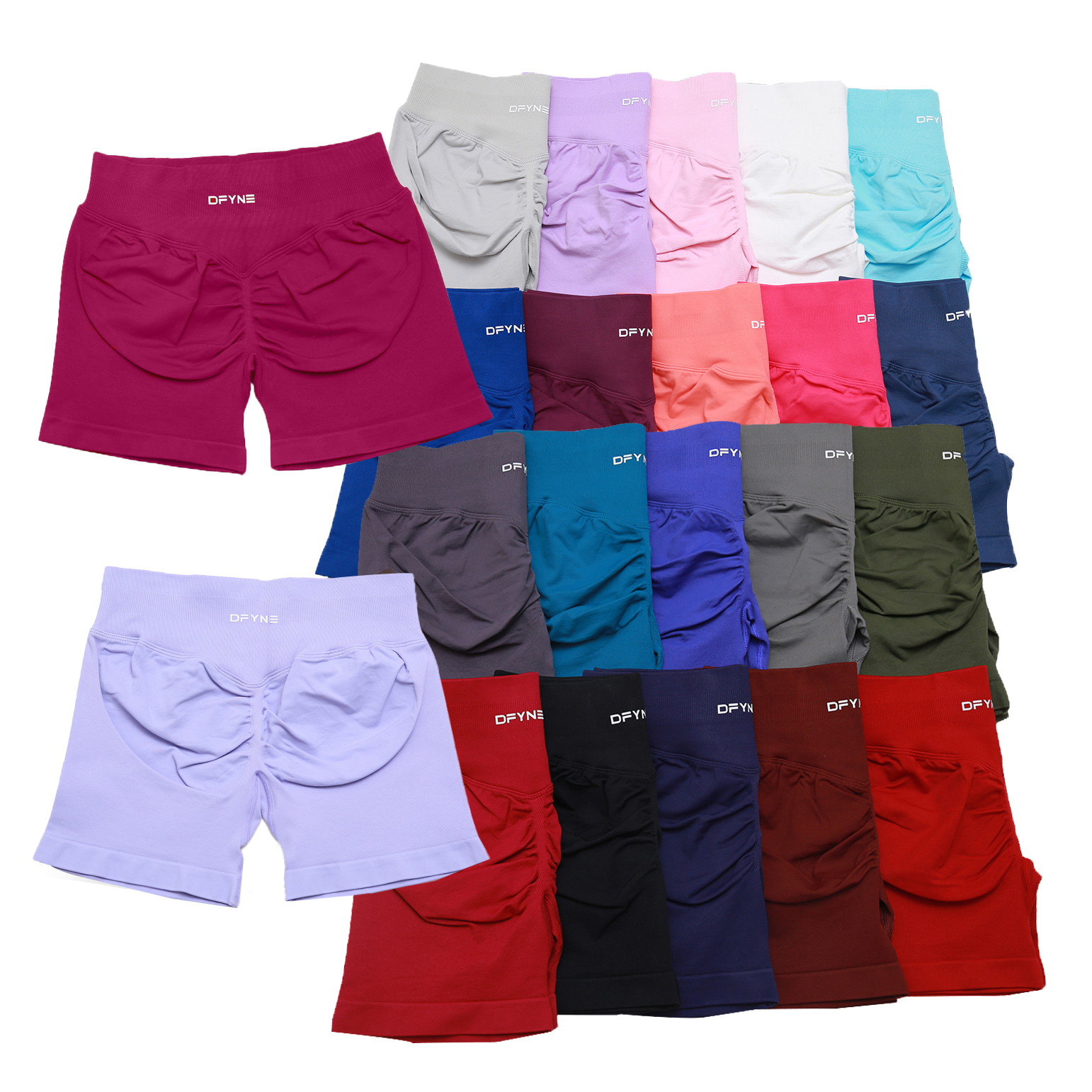 4.5 inch dynamic Impact dyfne Shorts With Low Ribbed Band Yoga Shorts Seamless Flex Scrunch Bum Workout Gym Shorts Yoga Booty Running Short Pants