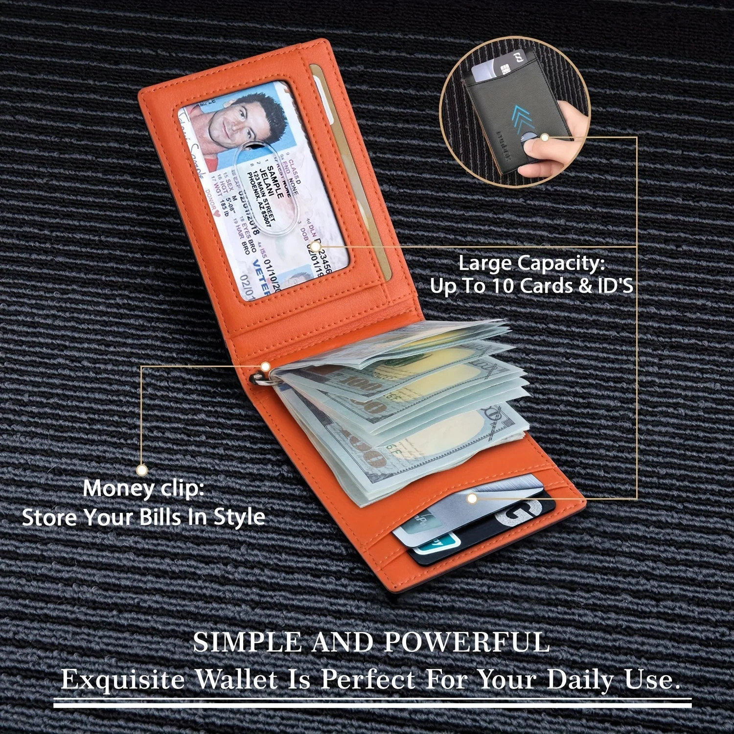 PU leather ultrathin smart wallet for men with credit card holder mini RFID blocking mens thin 250418
