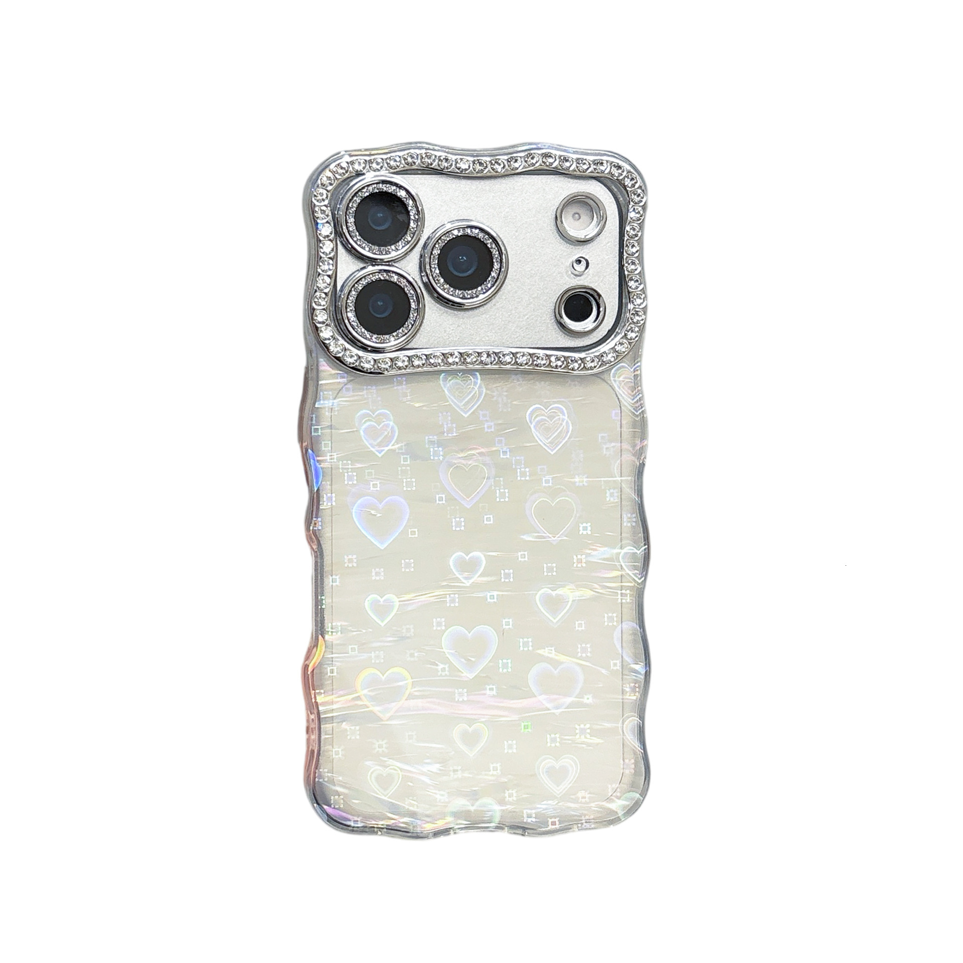 Twisted Edge Laser Heart Star iPhone 17 Pro Max Phone Case Compatible with Apple 16 Dot Protective Case