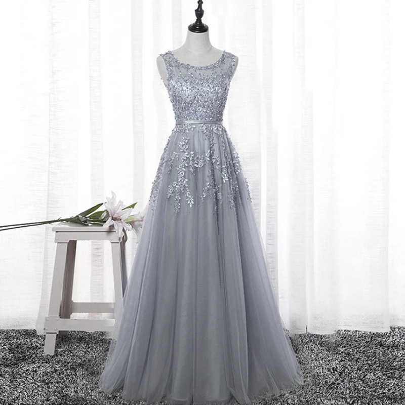 Pink Illusion Lace Evening Dresses Appliques Pearls Floor length Beach Wedding Guest Party Gowns Cheap Long Prom Dress