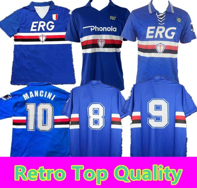Retro Sampdoria 1991 1992 Soccer Jerseys 84 88 91 92 94 95 Futbol Vintage Football Camiseta Classic Shirt Kit Maillot Maglia Tops