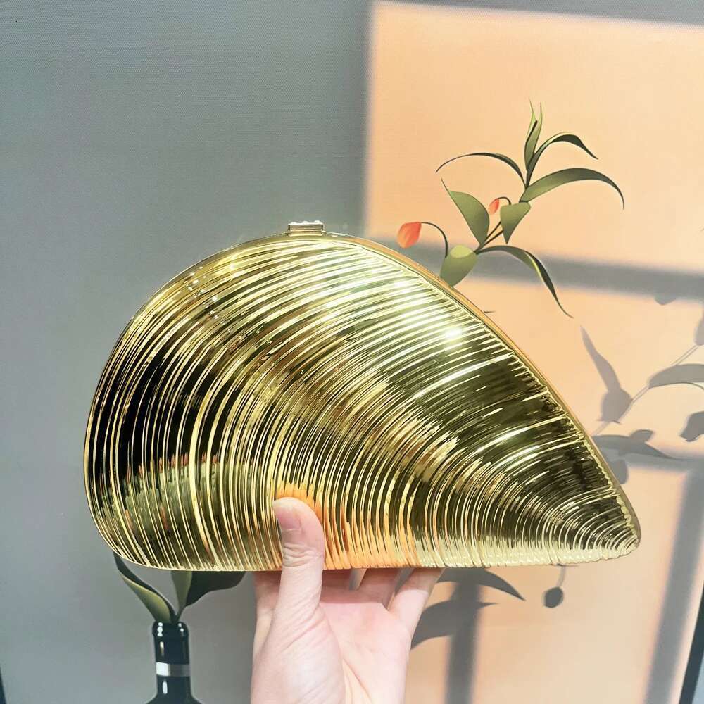 Golden Evening bag Purses and handbag Designer shoulder bags funny shape Party Wedding Acrylic Shiny Clutch purse