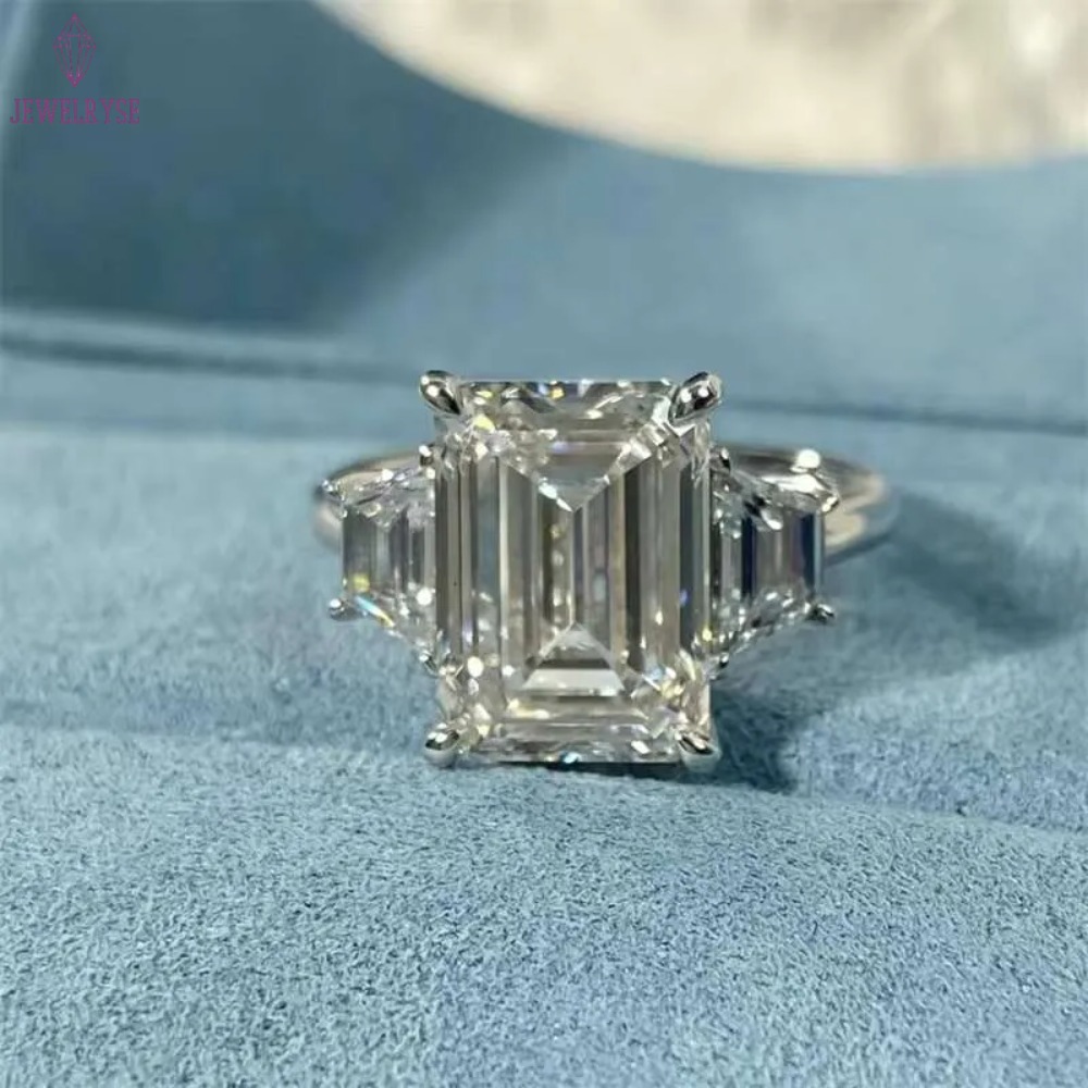 10K 14K 18K White Gold IGI Certificated Lab Grown Diamond 5CT Vintage Engagement Emerald Cut Ring