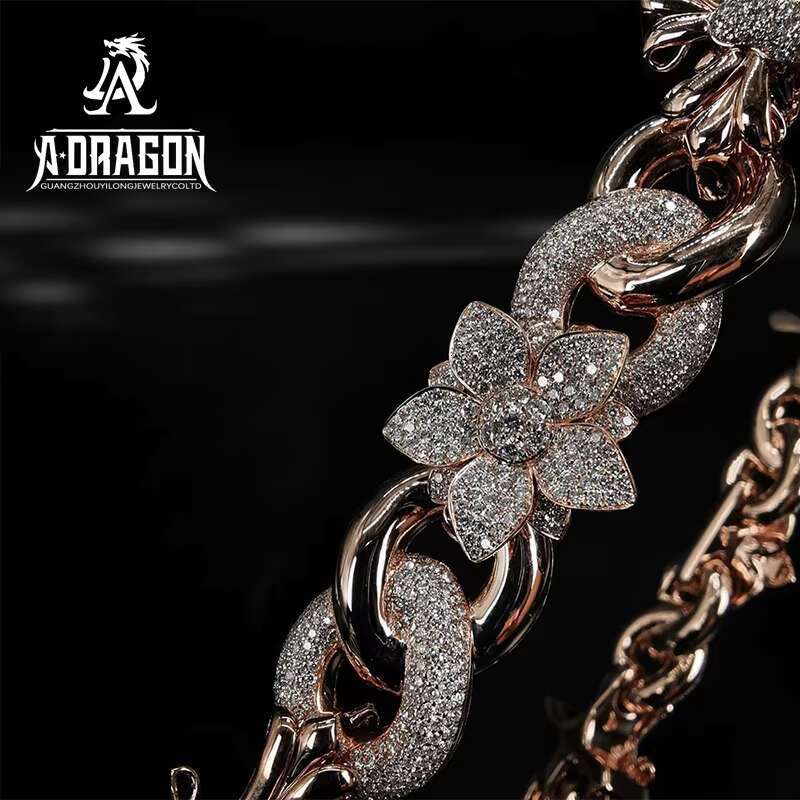 Designer necklace Factory Custom 925 Sterling Silver Moissanite Diamond Necklace VVS Miami Cuban Link for Hip Hop Rapper