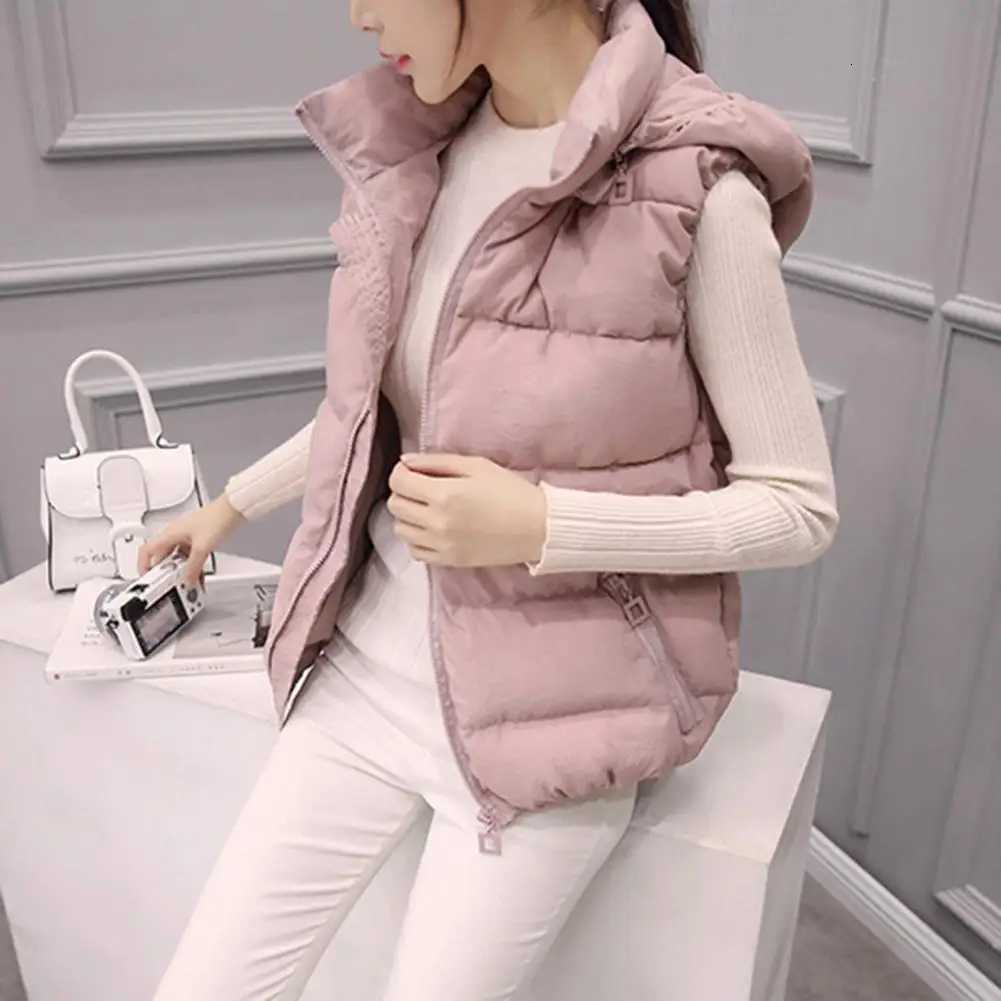 Winter Jacket M-4XL Women Hooded Vest Plus Size Cold Proof Cozy Women Winter Loose Sleeveless JacketT251128