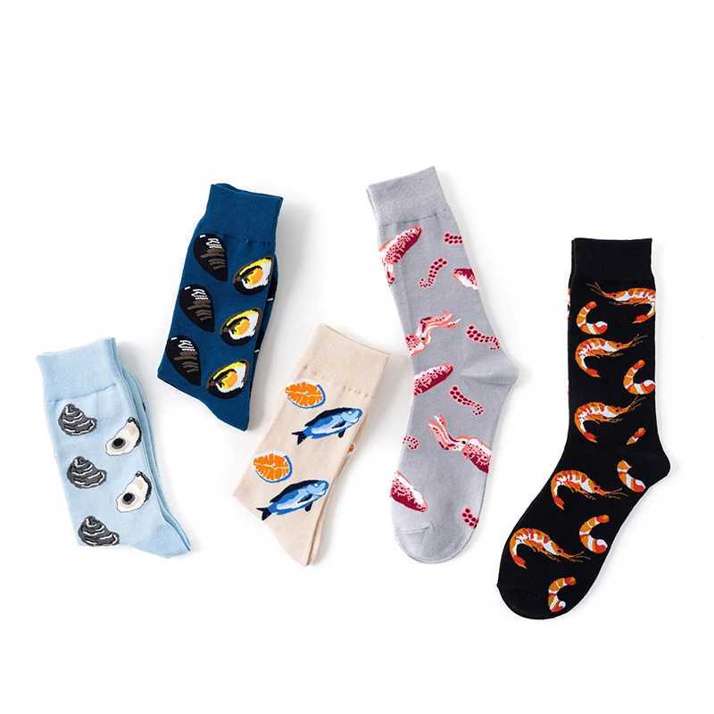 Harajuku Funny Socks Food Seafood Actic Shrimp Squid Socks Women Short Cotton Ankle Couple Premium Happy Socks J251128