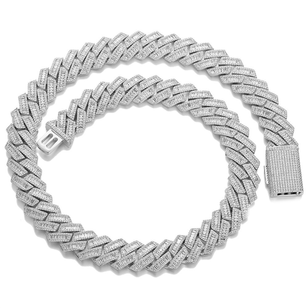 Men Hip Hop Bracelet 925 Silver Iced Out Jewelry VVS Moissanite Cuban Bracelet 3 Rows 15MM Lab Diamond Cuban Link Bracelet