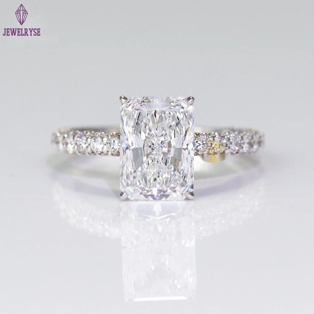 18K Gold Solid CVD VVS Clarity 1CT 2CT 3CT 4CT 5CT Radiant Cut Diamond Engagement Ring for Wedding Ring