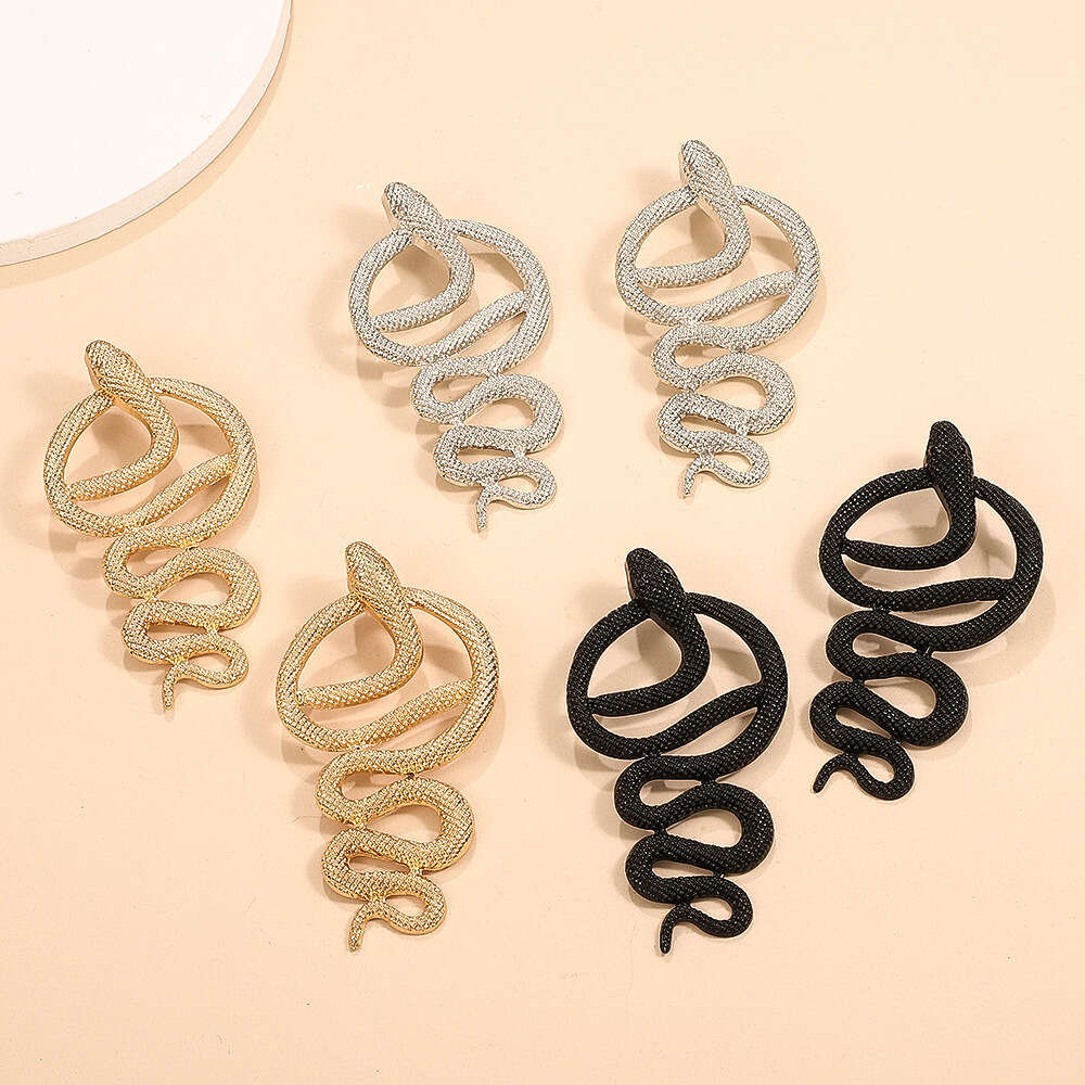 Jewelry New Personality Exaggerated Coldness Zodiac Snake Serpentine Tassel Fashion Style Large Earrings
