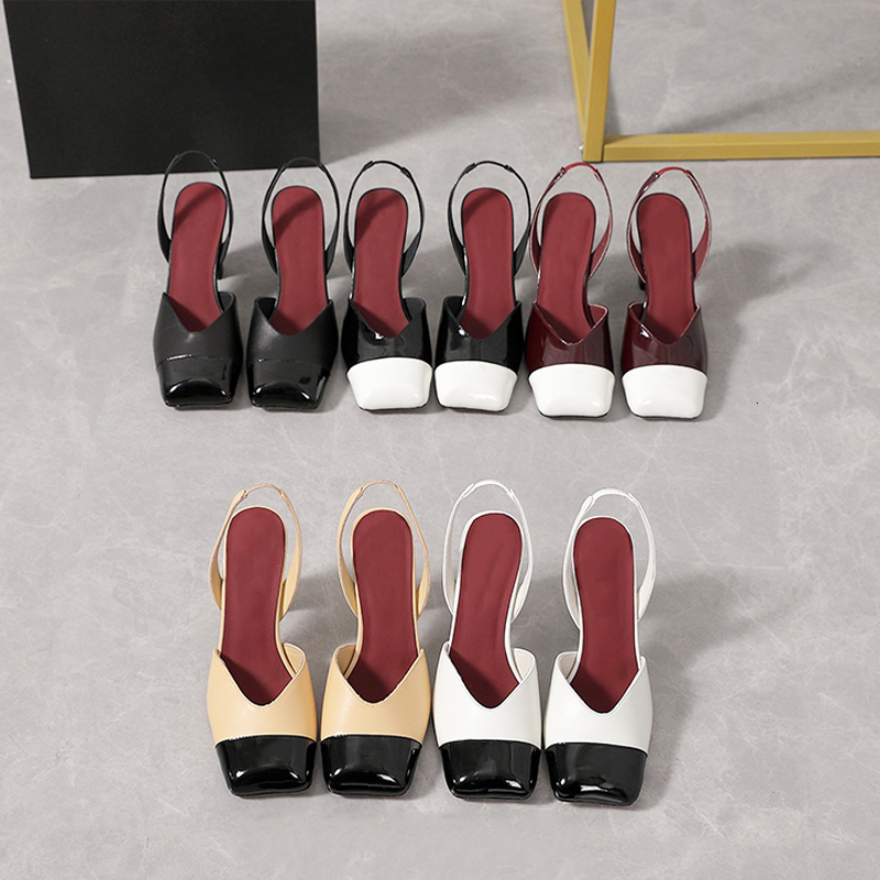 Free Shipping Designer Slingback Shoes NEW Women Pumps Lambskin Kitten Heels Dress Shoes Square Toes Slip On Loafer Summer Sandals 994